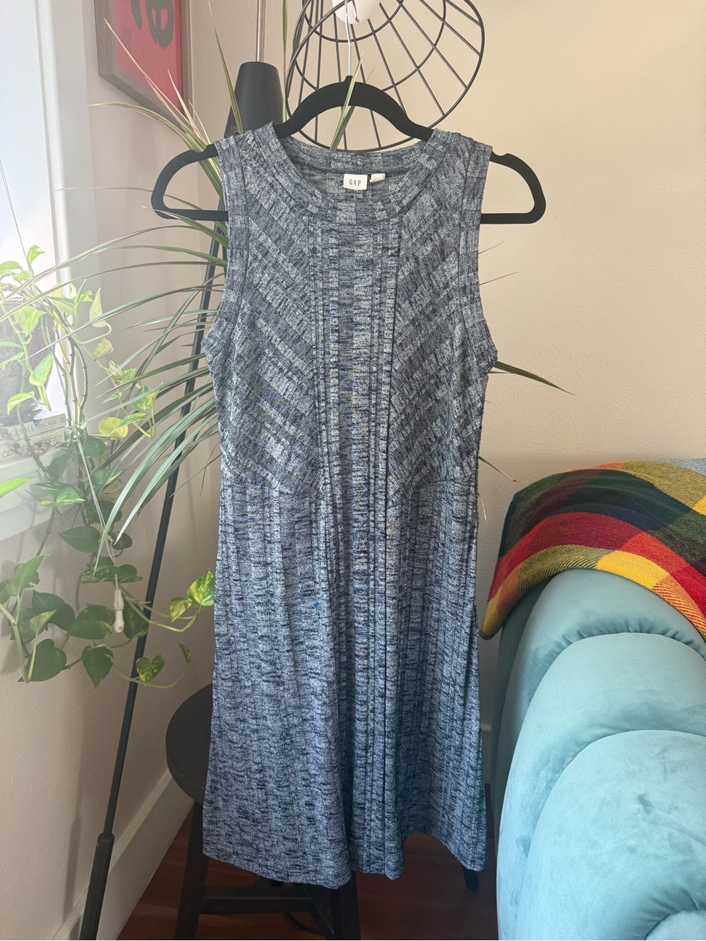 GAP Heathered Navy Blue Sleeveless Knit Dress